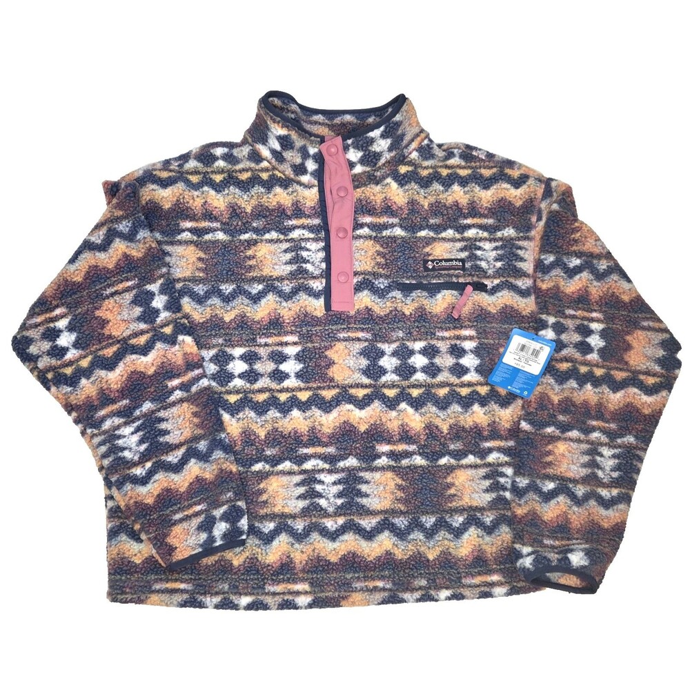 Columbia Women's Helvitia II Cropped Snap Fleece Jacket Pullover XL Southwest